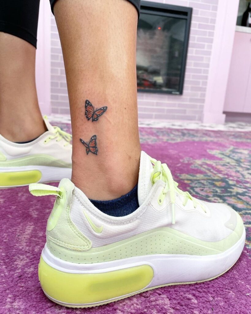 Butterfly Pair Ankle Tattoo Tattoo Design