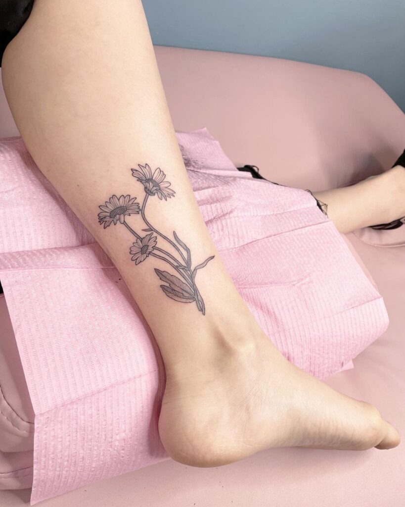 Delicate Daisy Ankle Tattoo Tattoo Design