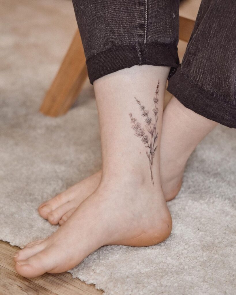 Delicate Lavender Ankle Tattoo Tattoo Design