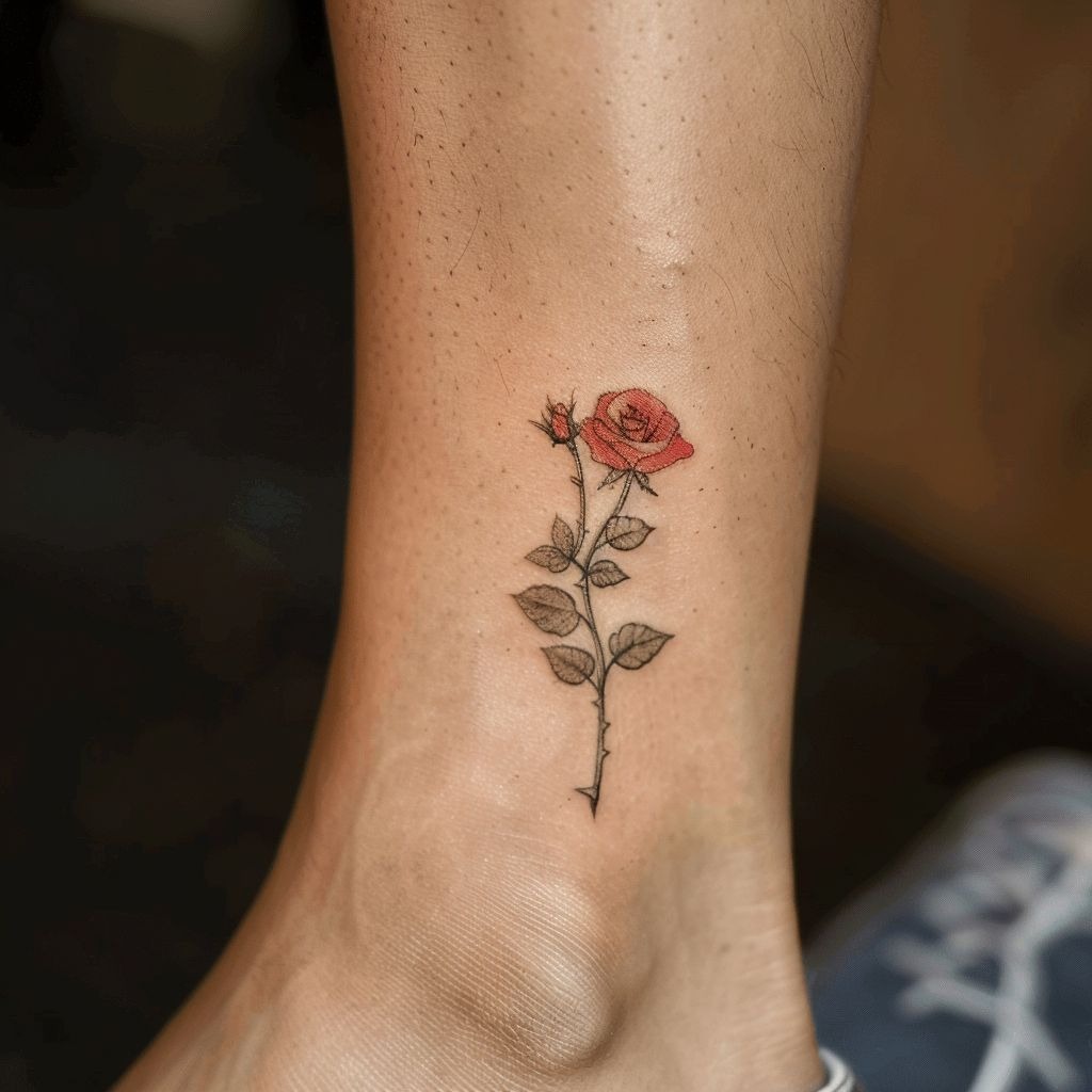 Delicate Rose Ankle Tattoo Tattoo Design