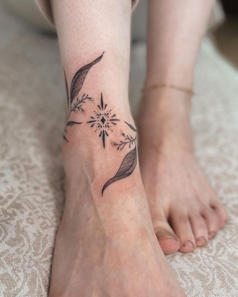 Elegant Floral Ankle Tattoo Tattoo Design