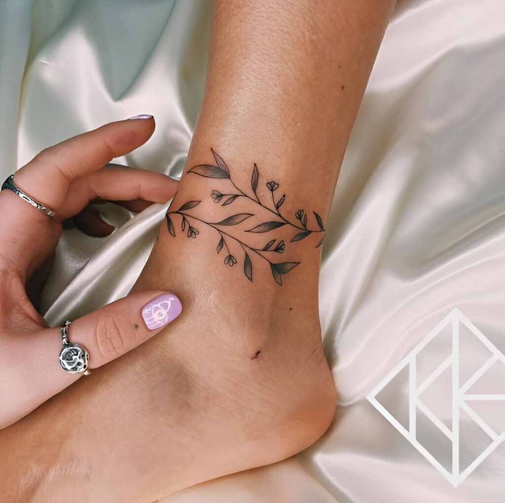 Elegant Vine Ankle Tattoo Tattoo Design
