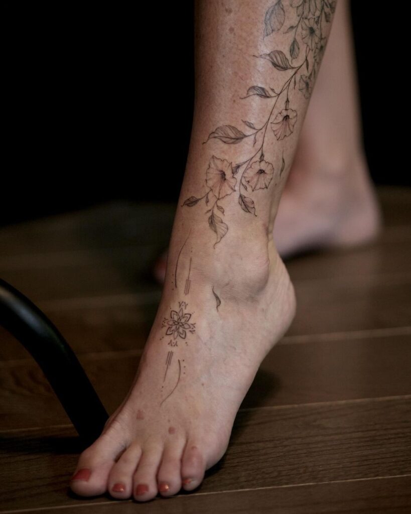 Floral Vine Ankle Tattoo Tattoo Design