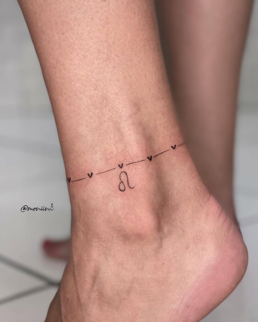 Minimal Heart and Initial Ankle Tattoo Tattoo Design