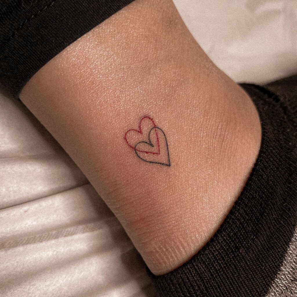 Minimalist Double Heart Tattoo Tattoo Design