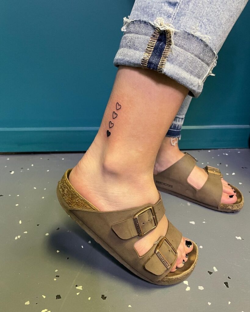 Minimalist Heart Trail Ankle Tattoo Tattoo Design