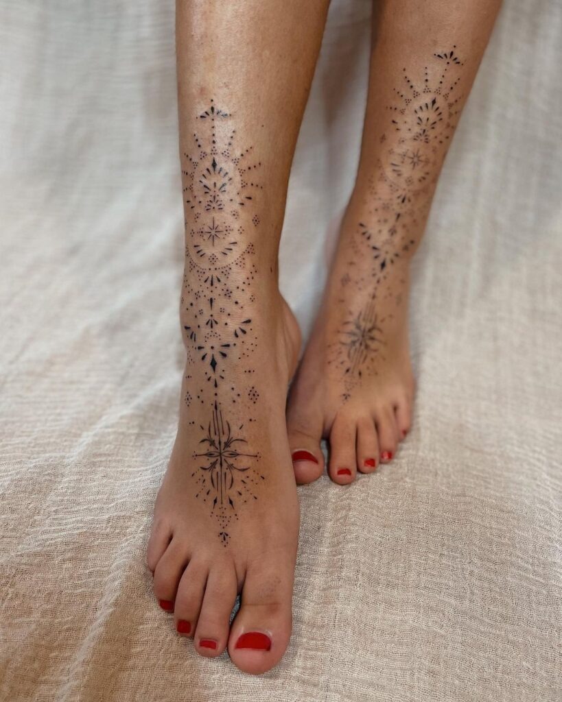 Ornamental Foot and Leg Tattoo Tattoo Design