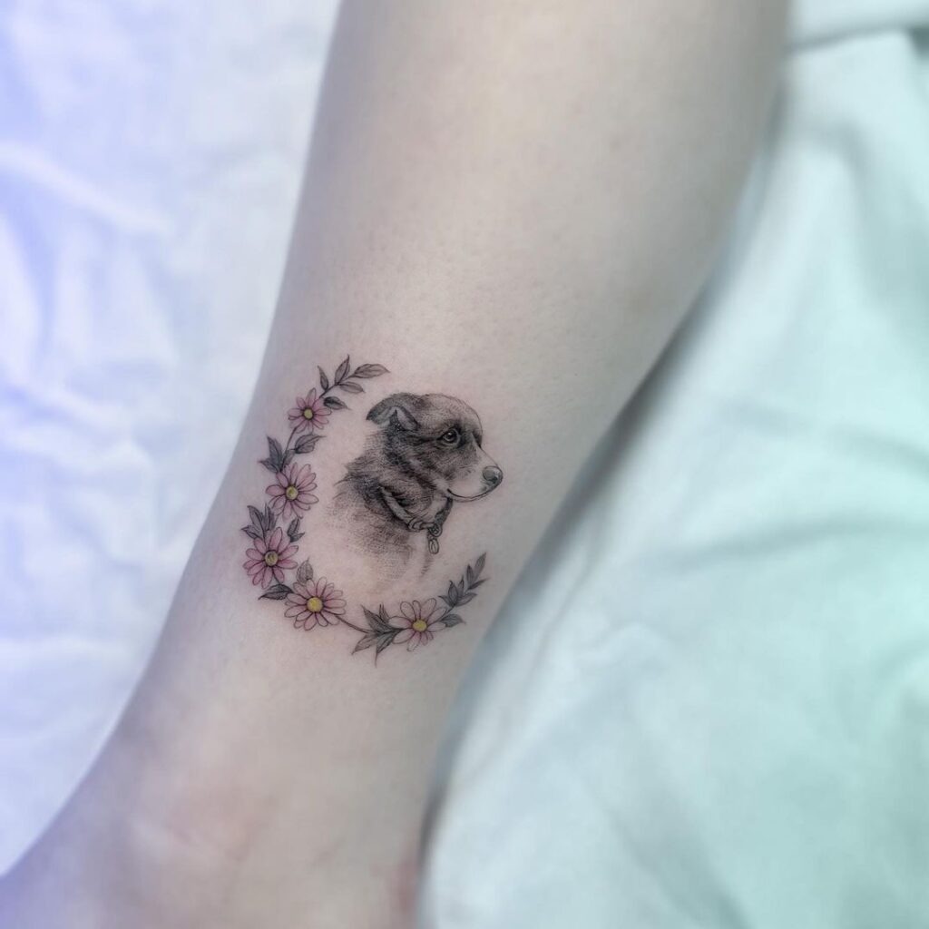 Pet Portrait Ankle Tattoo Tattoo Design