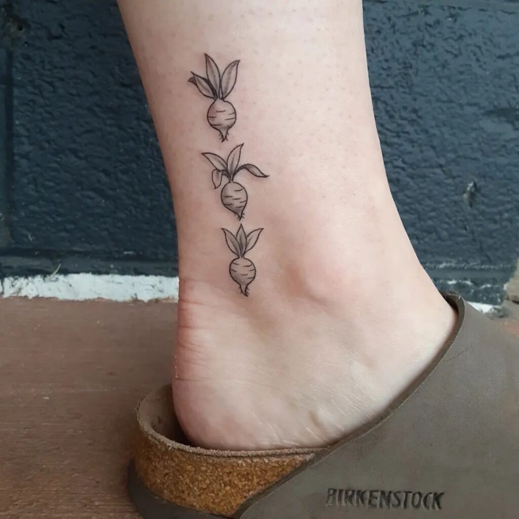 Quirky Radish Line Ankle Tattoo Tattoo Design