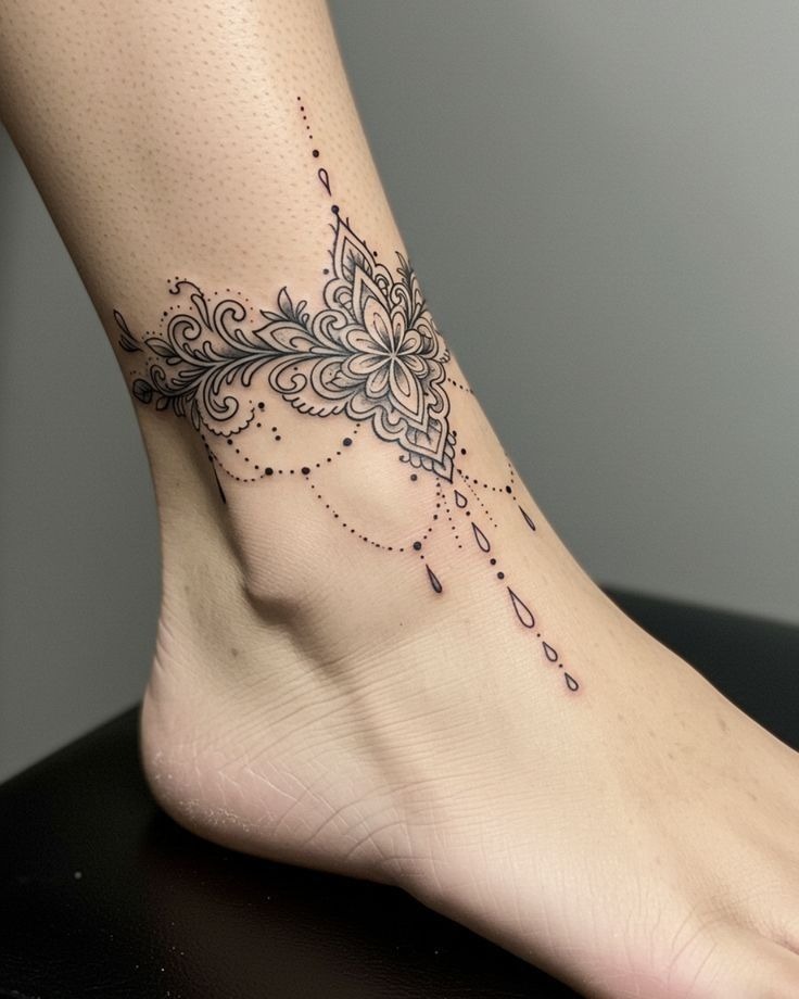 Coastal Charm Anklet Band Tattoo Design