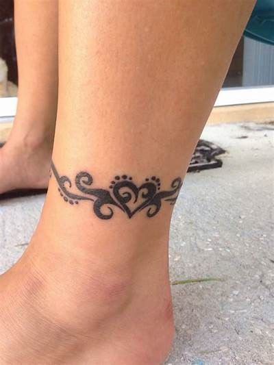 Heart and Treble Clef Anklet Tattoo Design