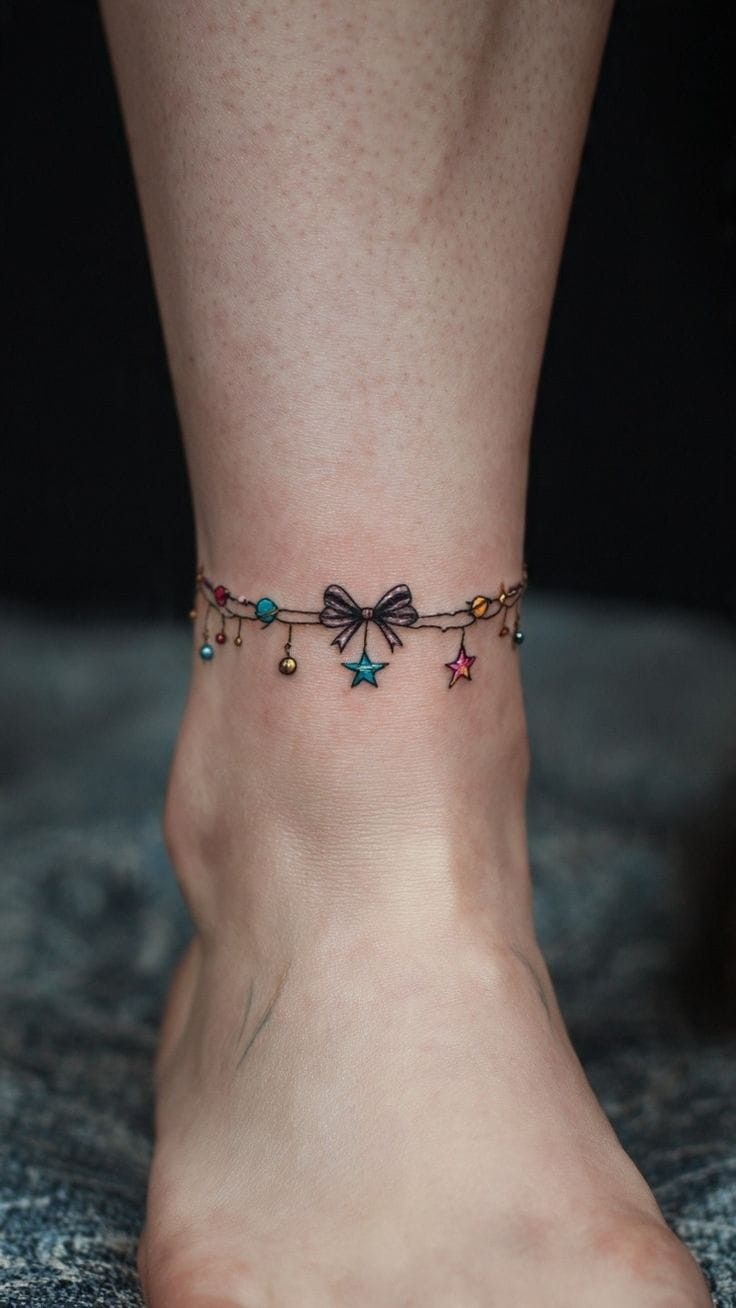 Minimal Heart Line Anklet Tattoo Design