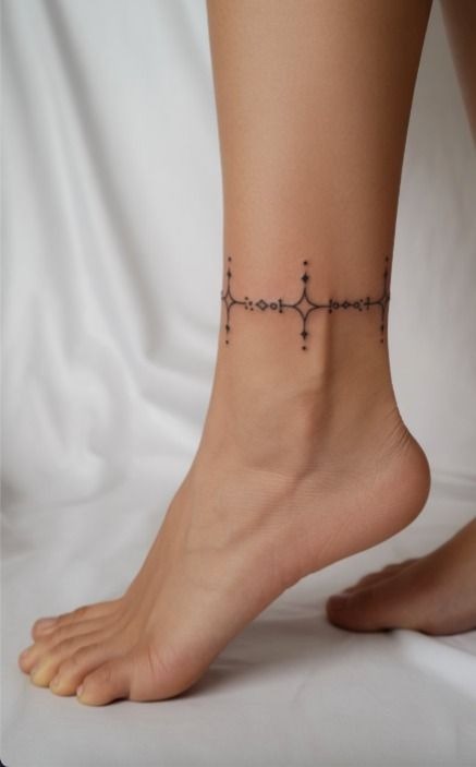 Tiny Wildflower Vine Anklet Tattoo Design
