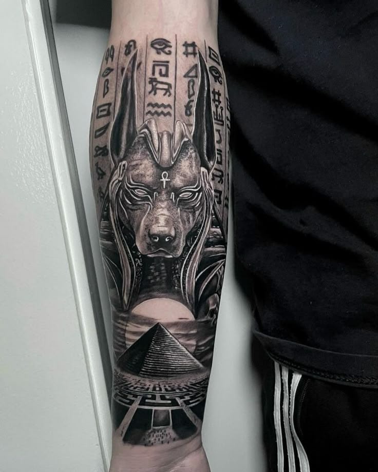 Artistic Anubis with Eye Contact Tattoo Design