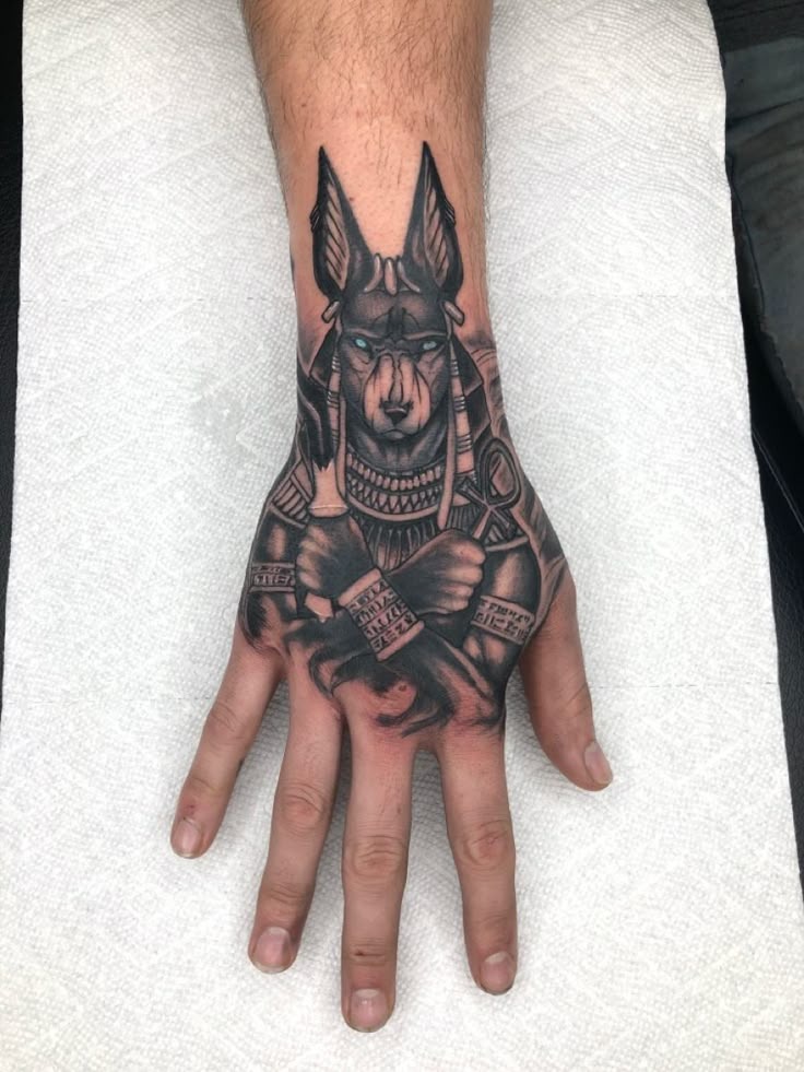 Cosmic Anubis with Eye of Horus Tattoo Design