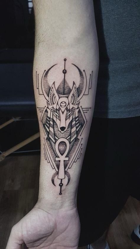 Realistic Anubis Sleeve for Men Tattoo Design