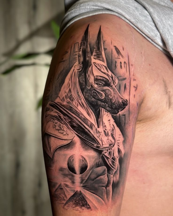 Serpent & Sacred Geometry Anubis Tattoo Design