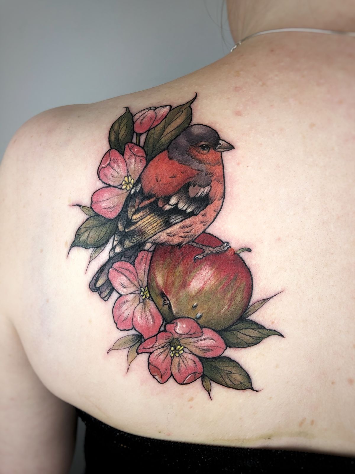 Apple Bird Shoulder Tattoo Tattoo Design