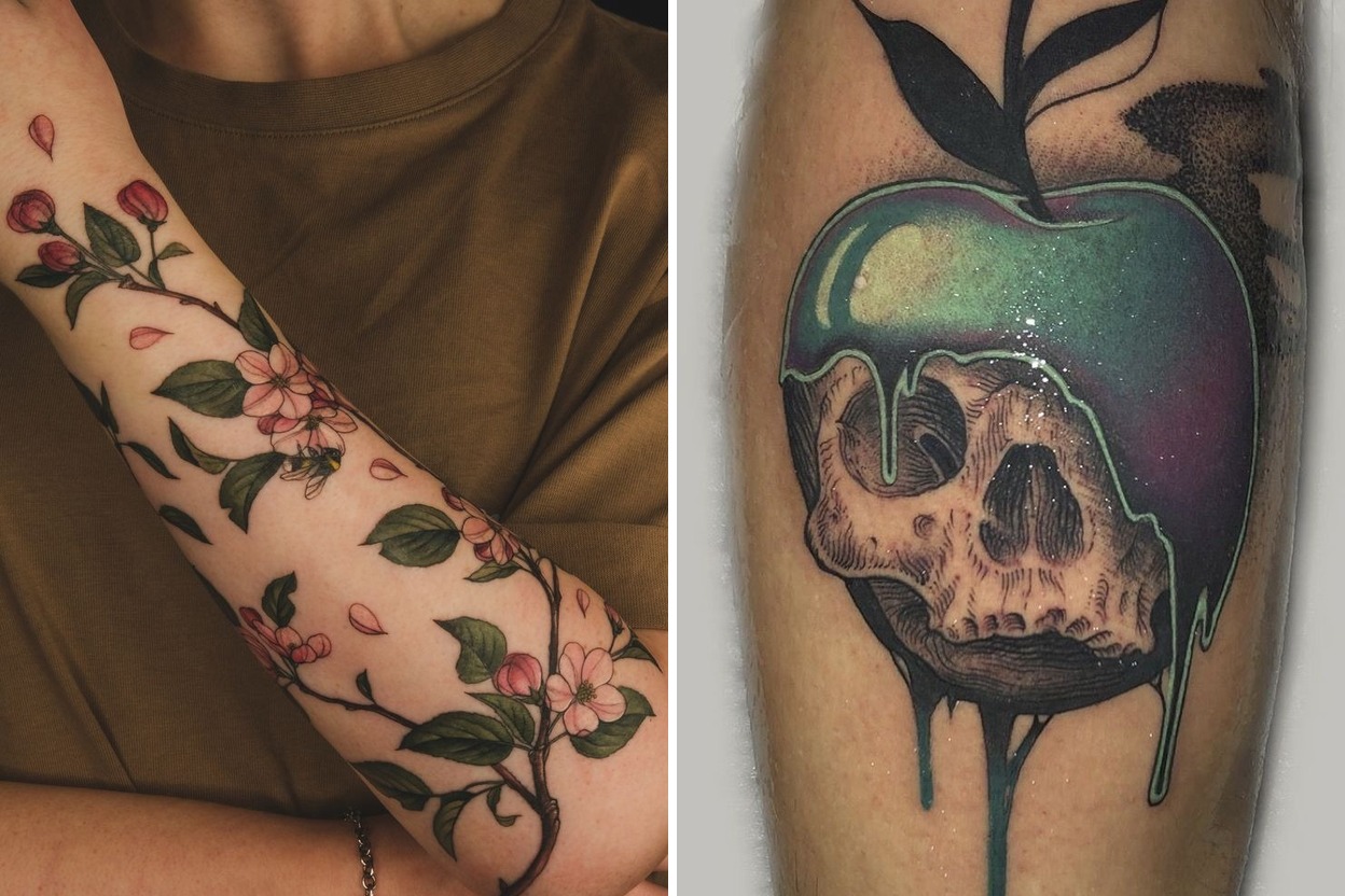 25+ Apple Tattoo Ideas That Feel Fresh Stylish and Full of Personality Featured Lookbook Collage