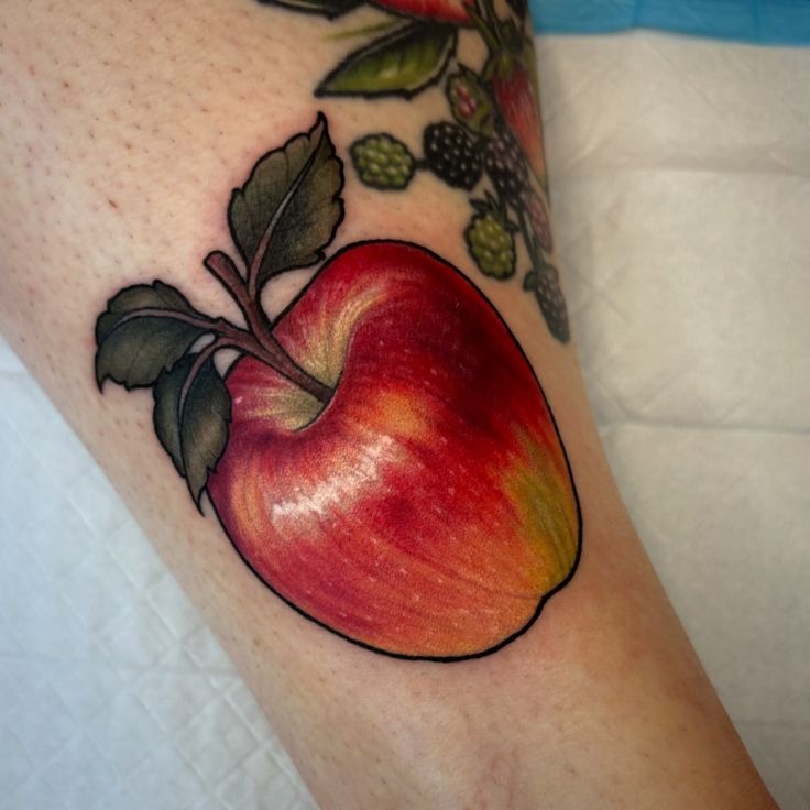 Glossy Red Apple Tattoo Tattoo Design