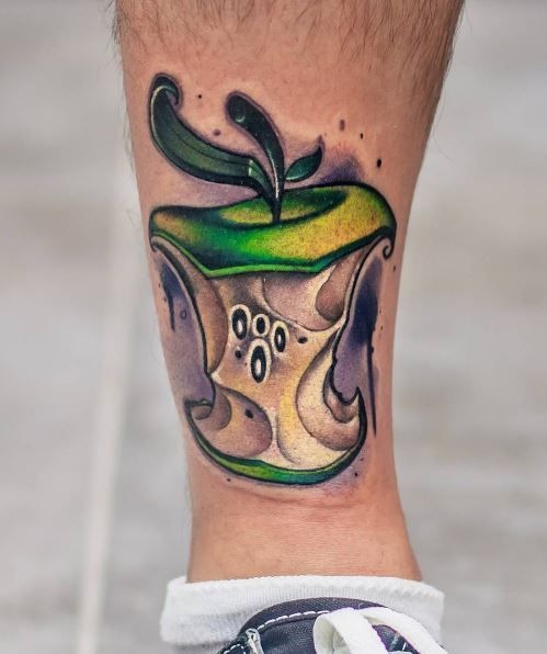 Green Apple Core Tattoo Tattoo Design