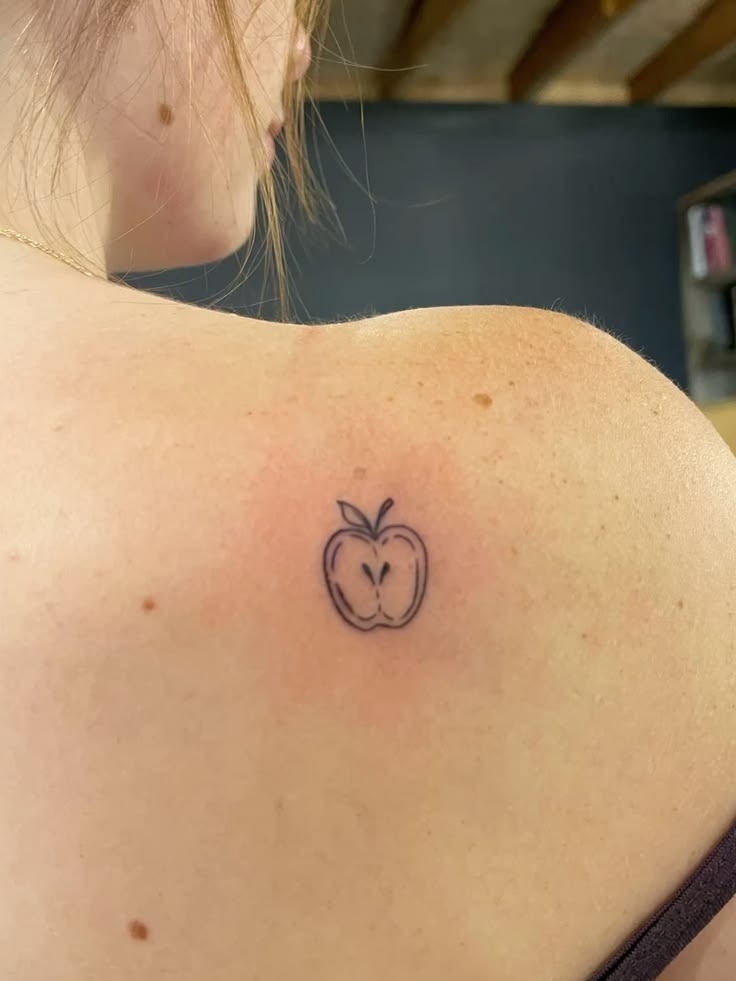 Tiny Apple Slice Back Tattoo Tattoo Design