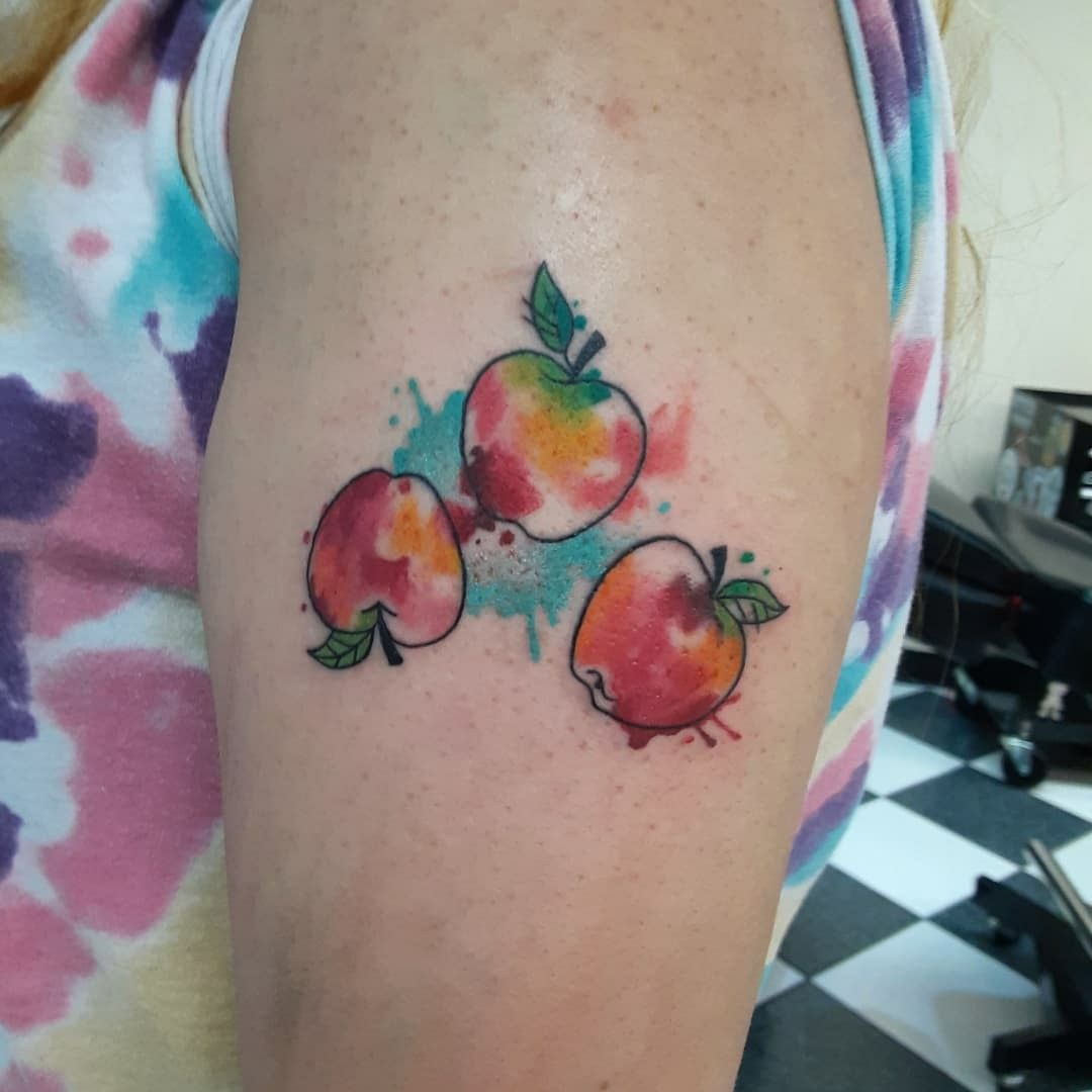 Watercolor Apple Trio Tattoo Tattoo Design