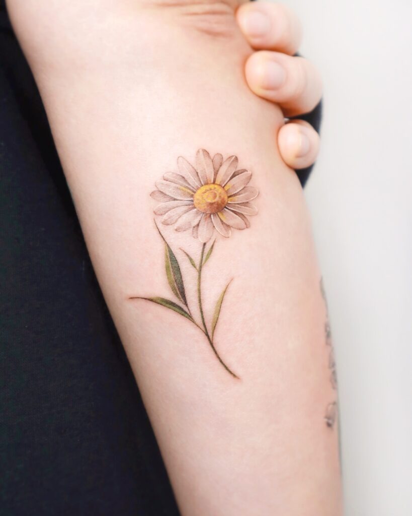 Bold Dotwork Daisy Tattoo Tattoo Design