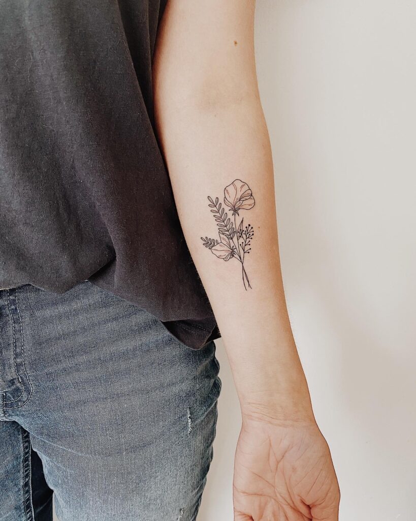 Bold Sweet Pea Back Tattoo Tattoo Design