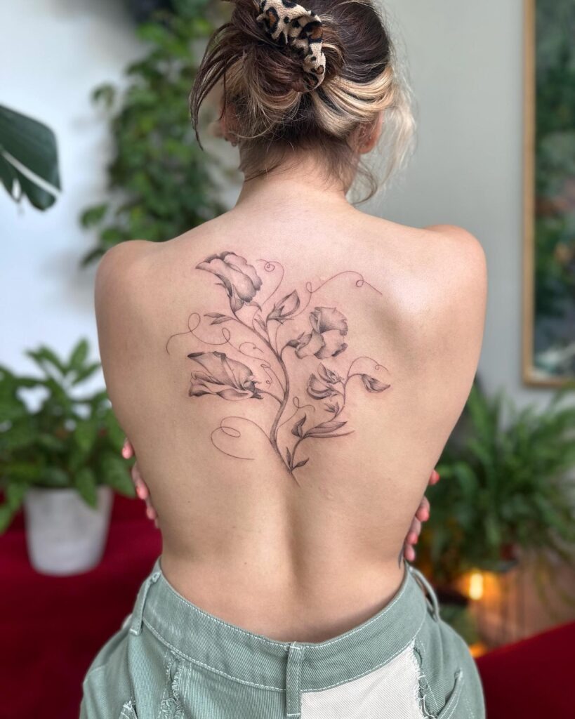Bold Sweet Pea Floral Tattoo Tattoo Design