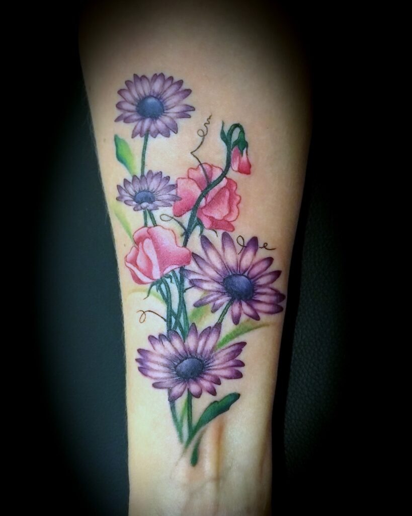 Daisies and Sweet Peas April Birth Flower Tattoos Tattoo Design