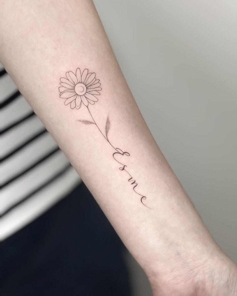 Fine-Line April Birth Flower Bouquet Tattoo Tattoo Design