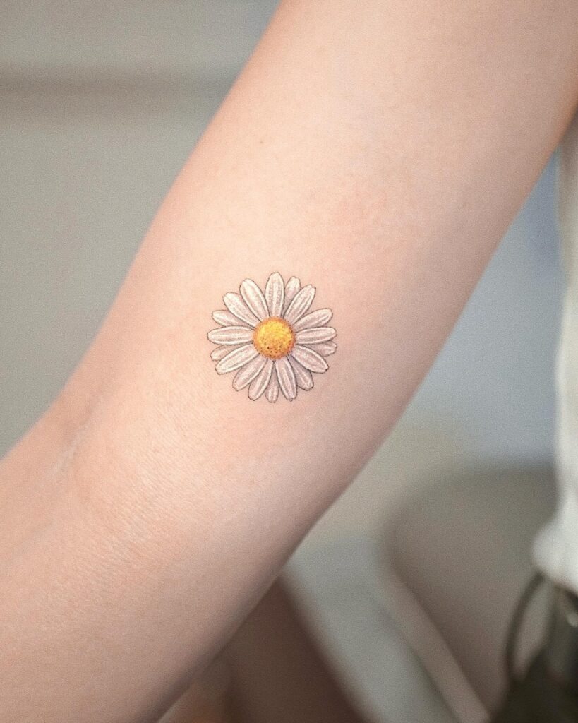 Flowing Daisy Shoulder and Arm Tattoo Tattoo Design