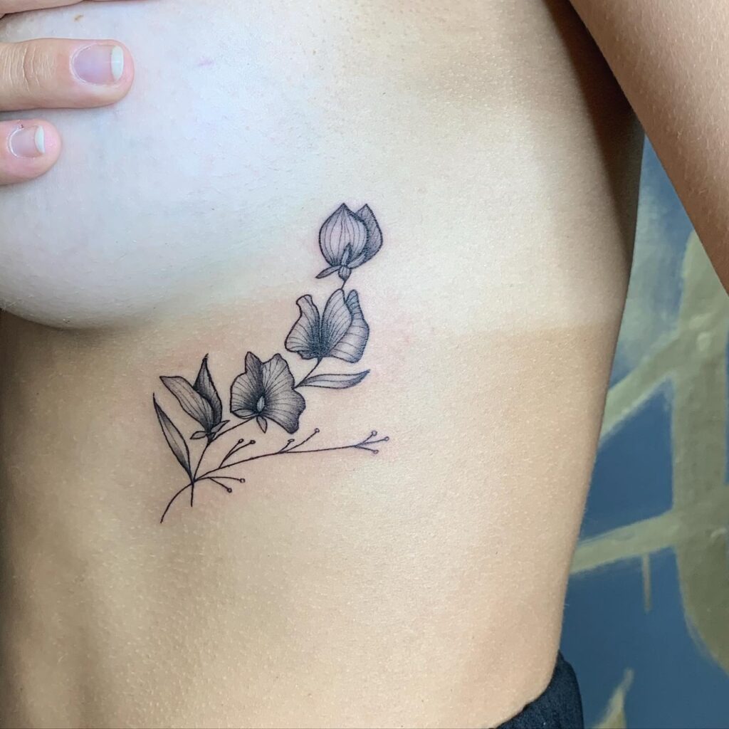 Flowing Sweet Pea Back Tattoo Tattoo Design