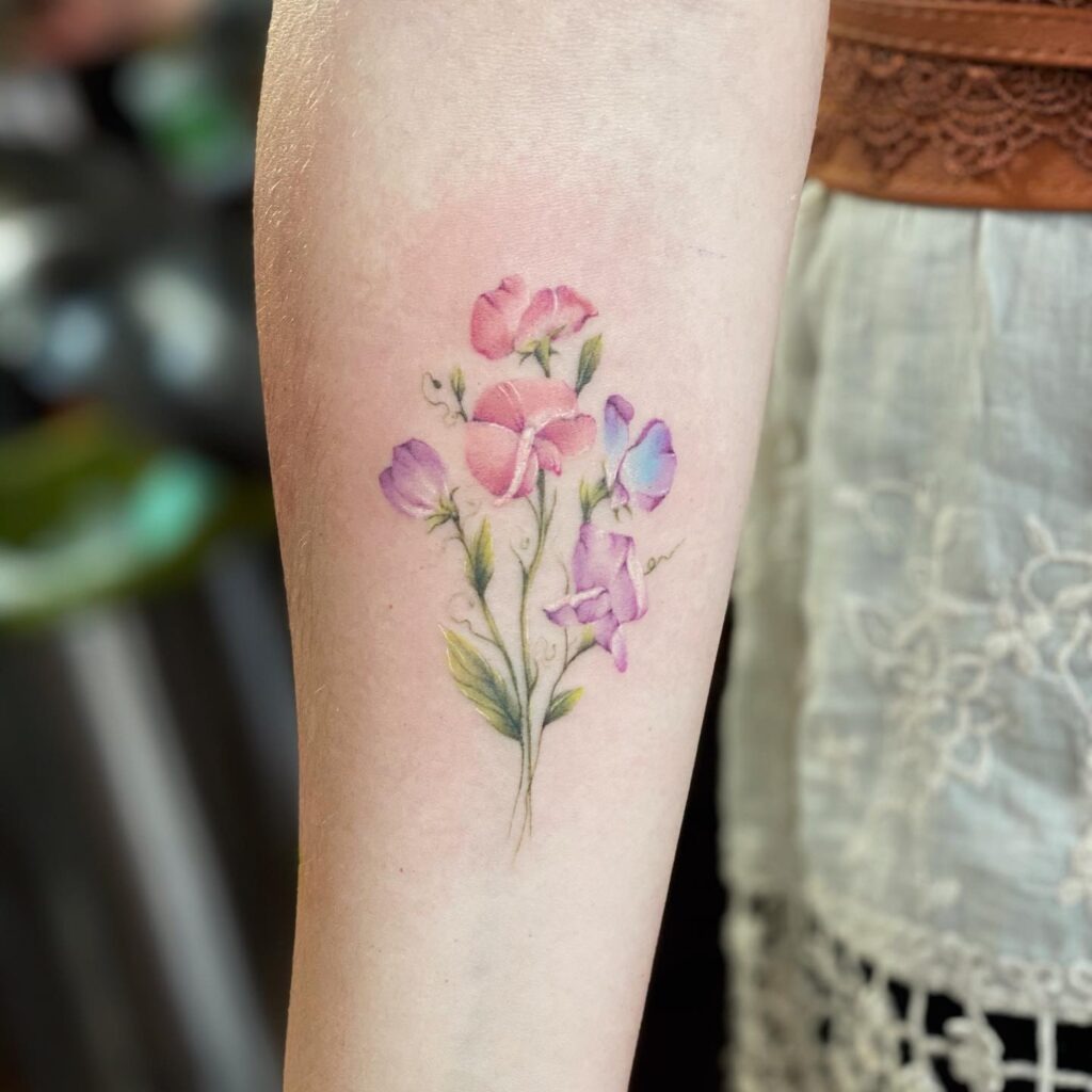 Minimalist Sweet Pea Tattoo Tattoo Design