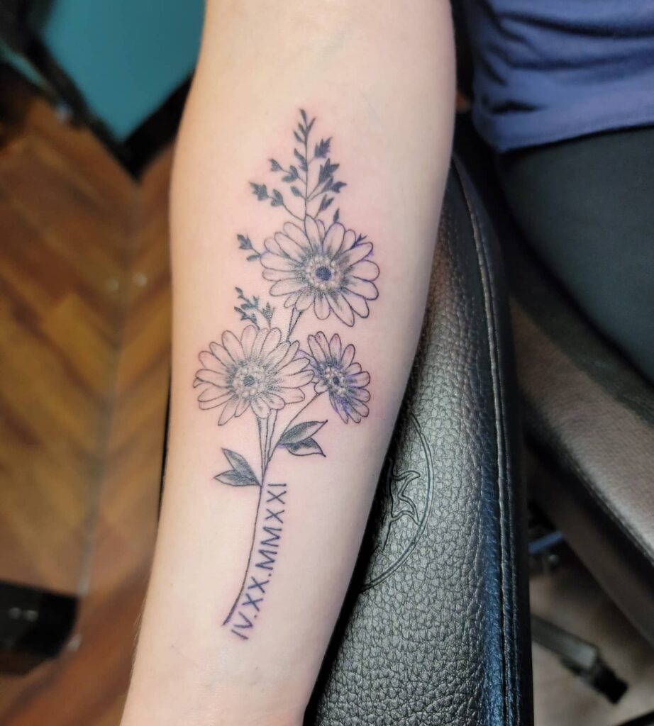 Realistic Daisy and Sweet Pea Tattoo Tattoo Design