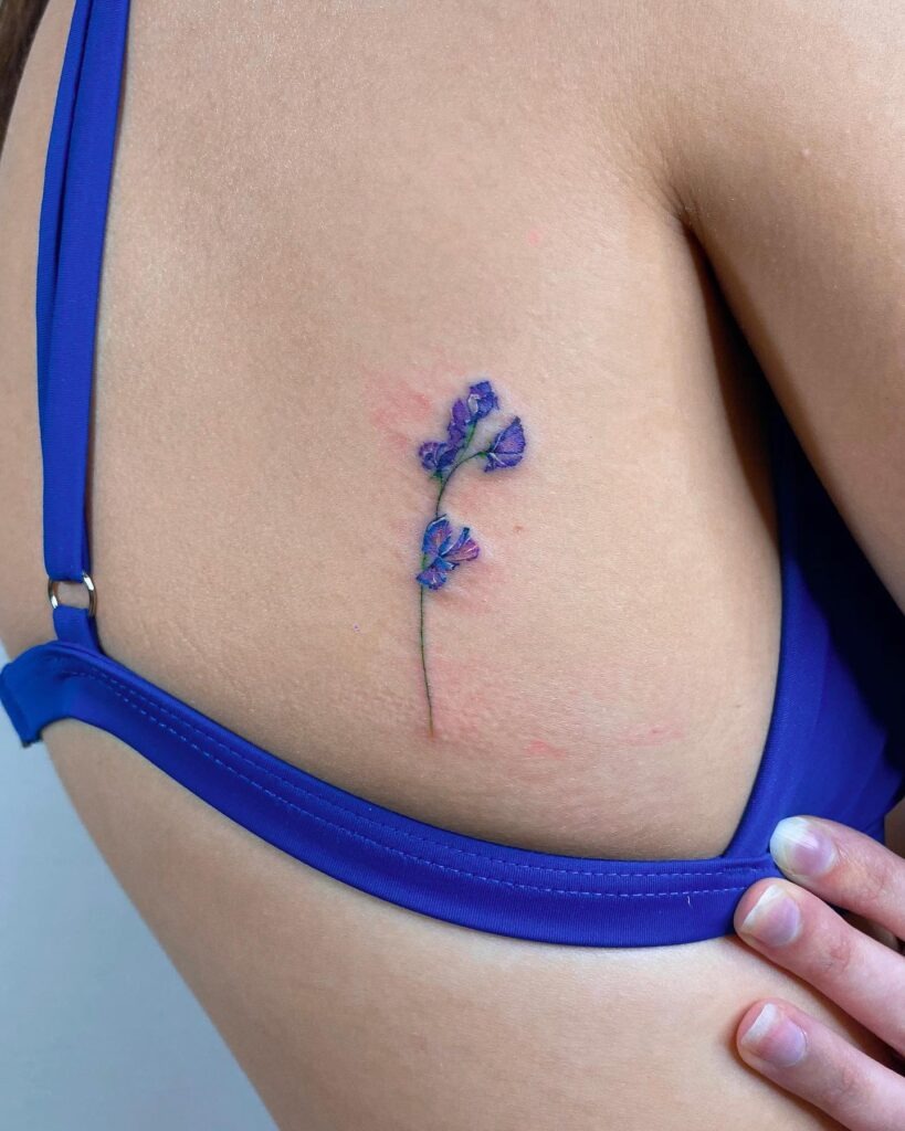 Vibrant Sweet Pea Shoulder and Arm Tattoo Tattoo Design
