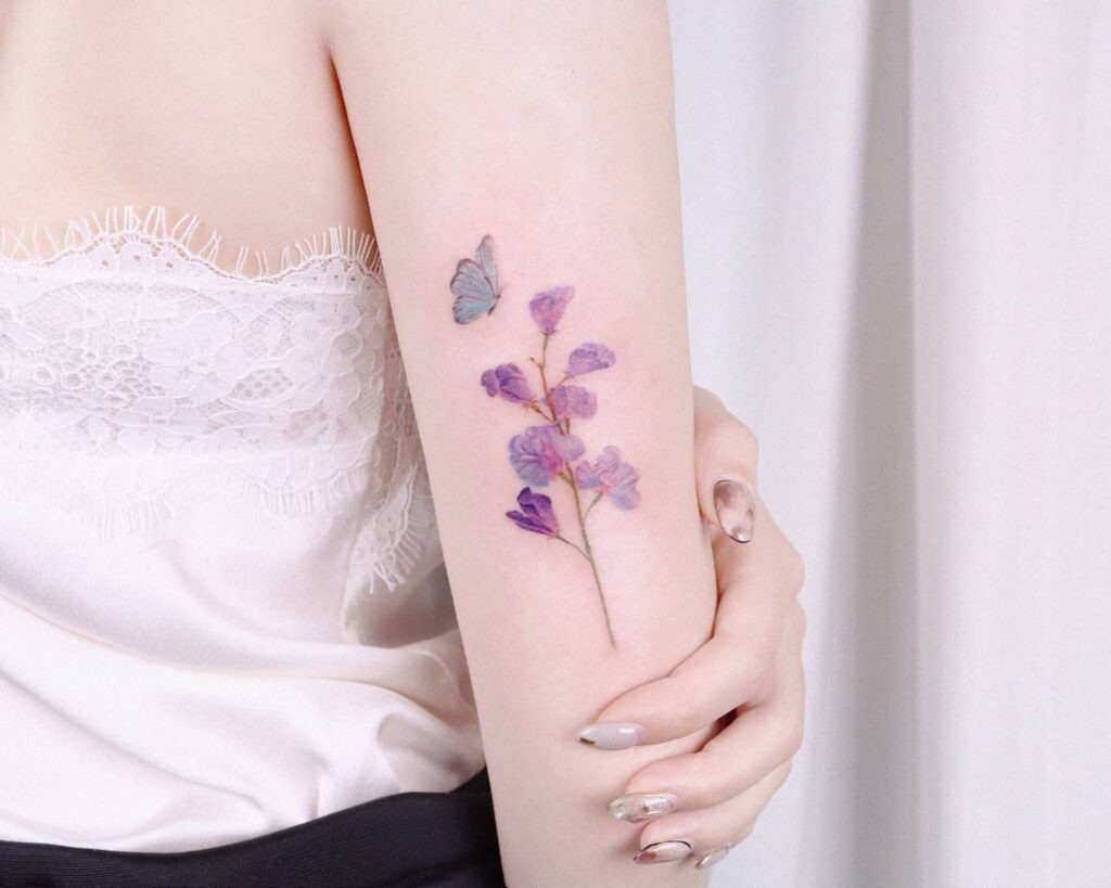 Watercolor Sweet Pea Heart Tattoo Tattoo Design