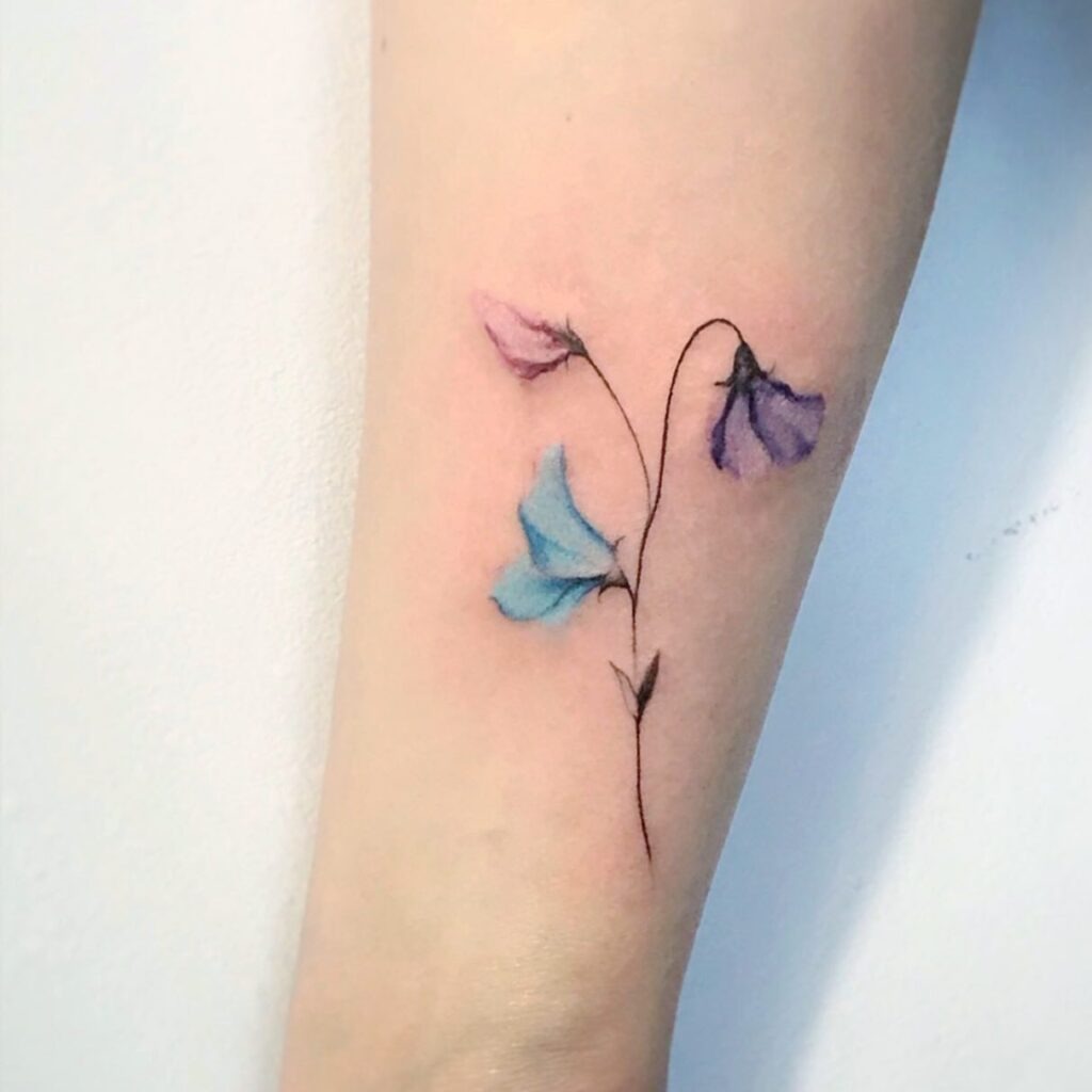 Watercolor Sweet Pea Ribcage Tattoo Tattoo Design