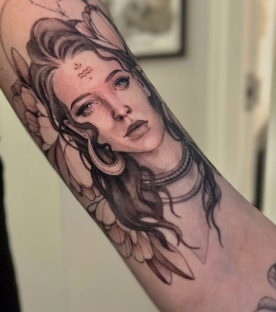 Realistic Aquarius Goddess Tattoo on the Forearm Tattoo Design