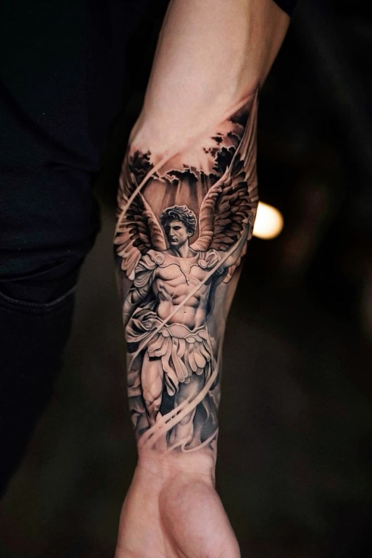 Archangel with Stormlight Energy Tattoo Design