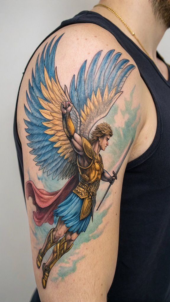 Saint Gabriel with Soft Divine Light Tattoo Design