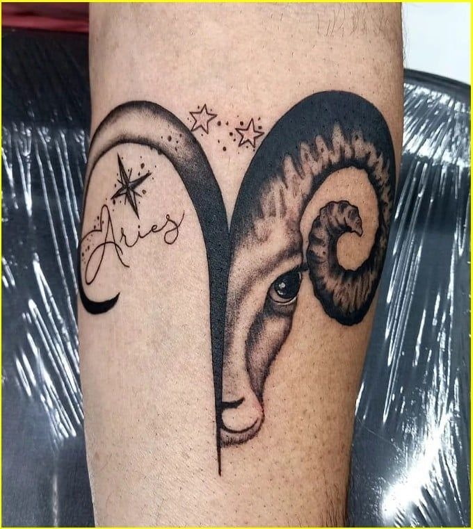 Starry Aries Eye Tattoo Design