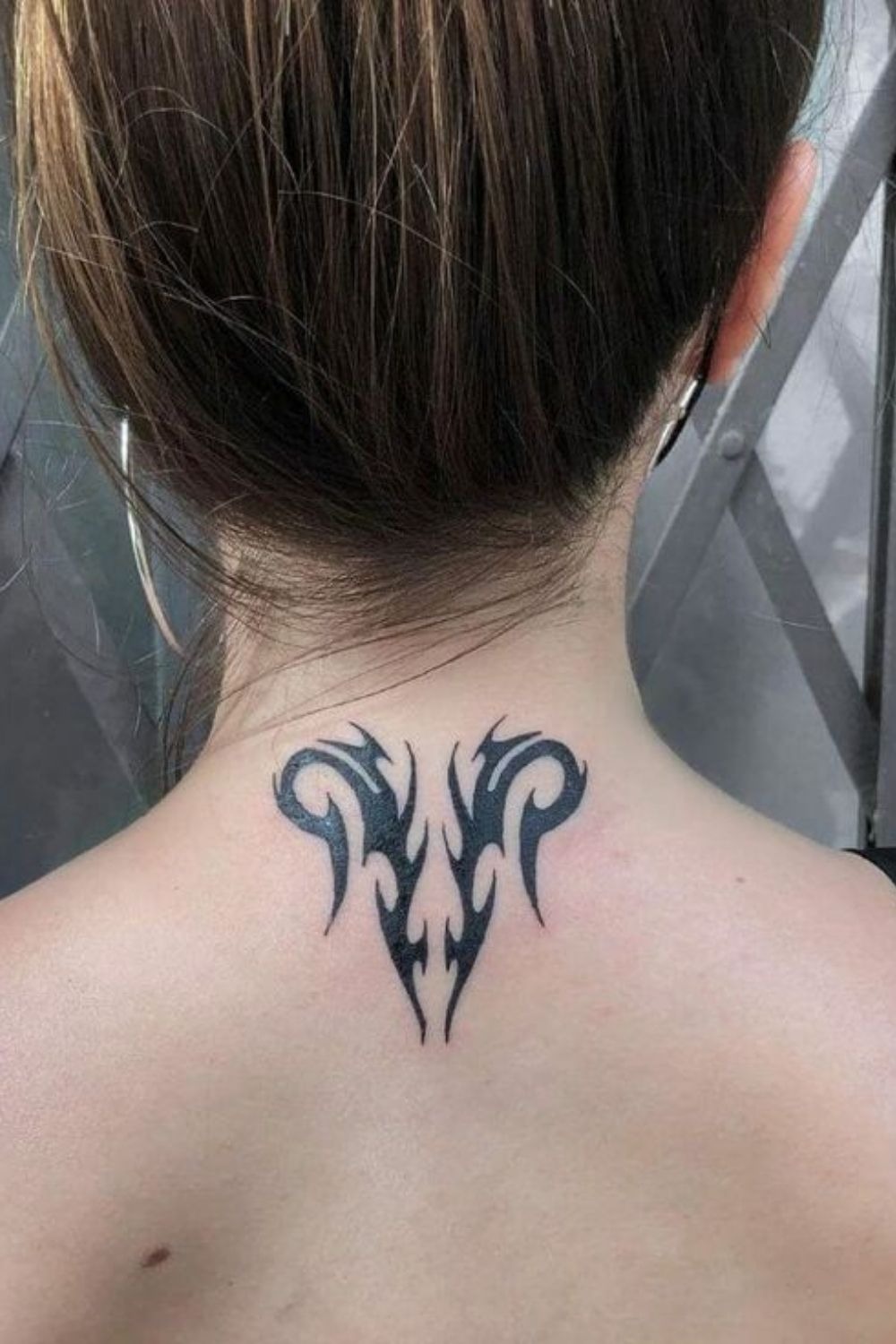 Tribal Aries Symbol on Nape Tattoo Design