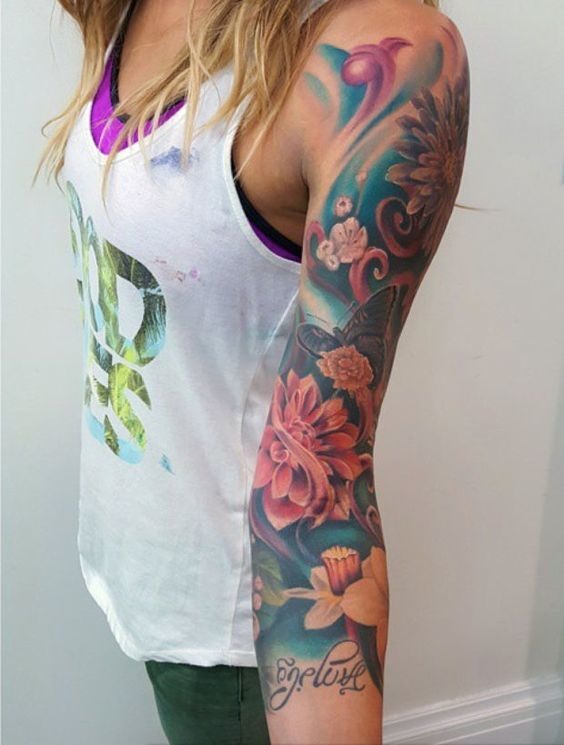 FLORAL ARM TATTOO FOR THE LADIES Tattoo Design