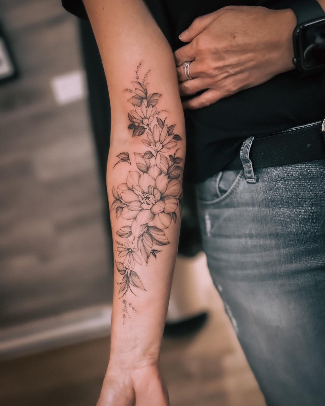 Large Botanical Forearm Tattoo Tattoo Design
