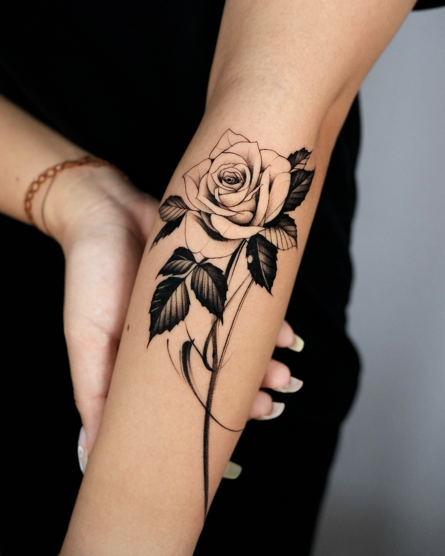 Single Rose Stem Tattoo Tattoo Design