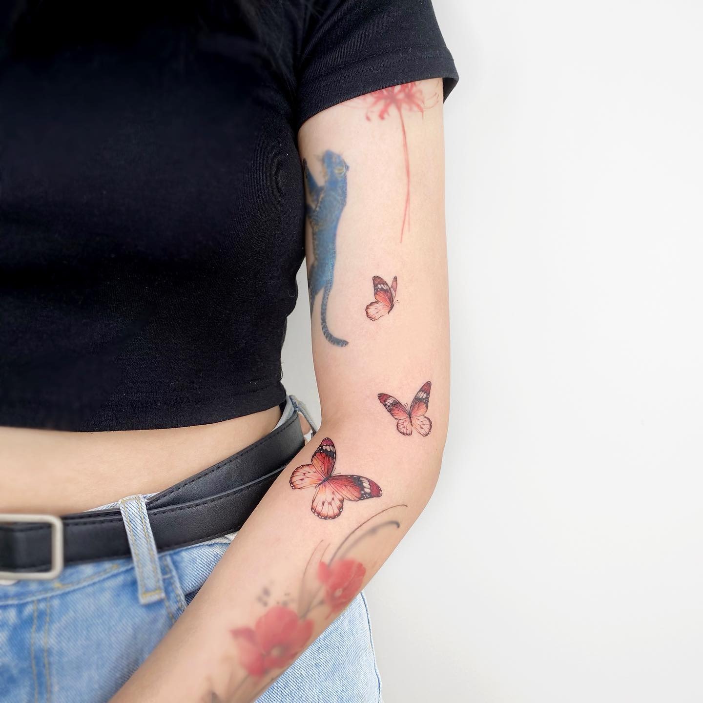 Three Pink Butterflies Tattoo Tattoo Design