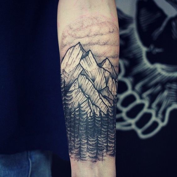 Near The Misty Mountains Tattoo Design