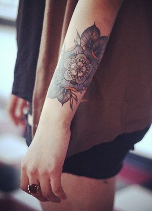 Simple Flower on Arm Tattoo Design
